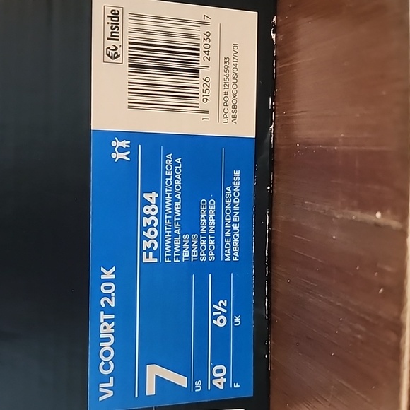 Womens Adidas VL Court 2.0 Sneakers with Iridescent Stripes Size 7 - Picture 2 of 7